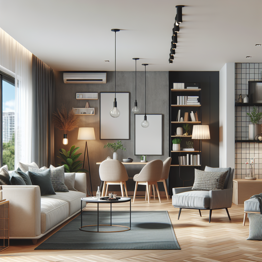Realistic stock image of modern cozy apartment